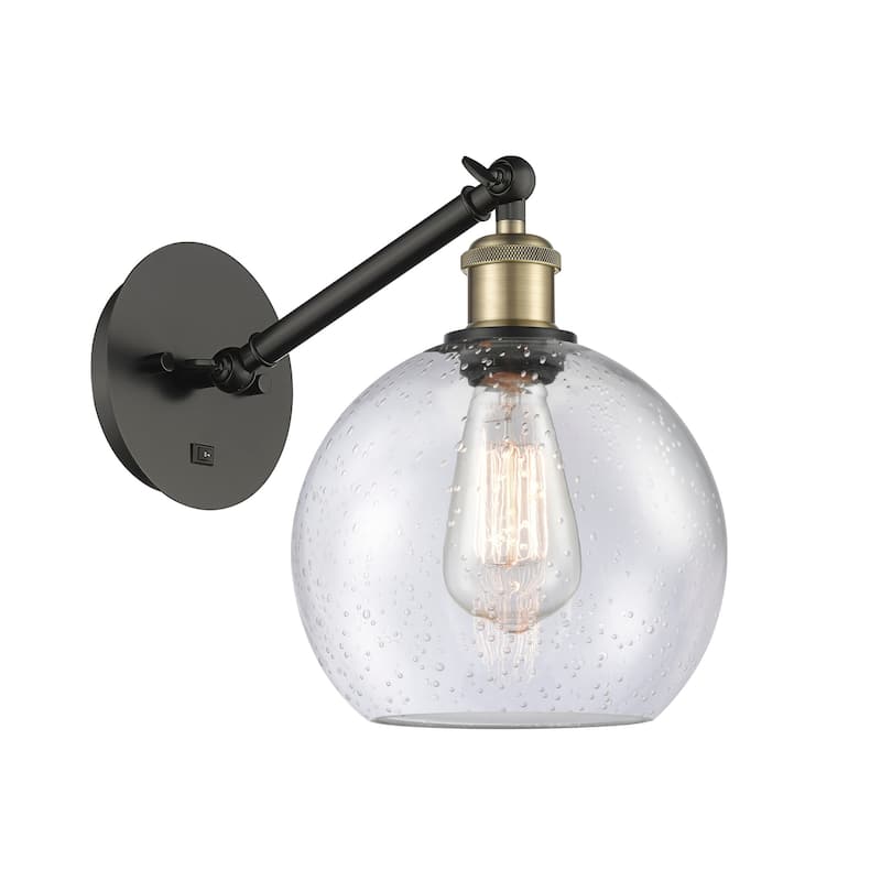 Innovations Lighting 317-1W-14-8 Athens Sconce Athens 14" Tall Wall - Black Antique Brass / Seedy