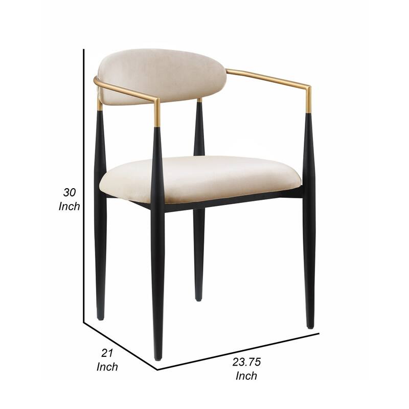 Black and Gold/Taupe Fabric Upholstered Metal Frame Dining Chair, Set of 2, Sturdy Dining Chair for Dining Rooms - 22.75