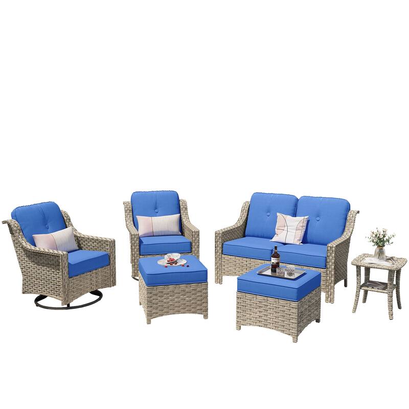 XIZZI 6-piece High-back Outdoor Seating Furniture Set with Swivel Chair