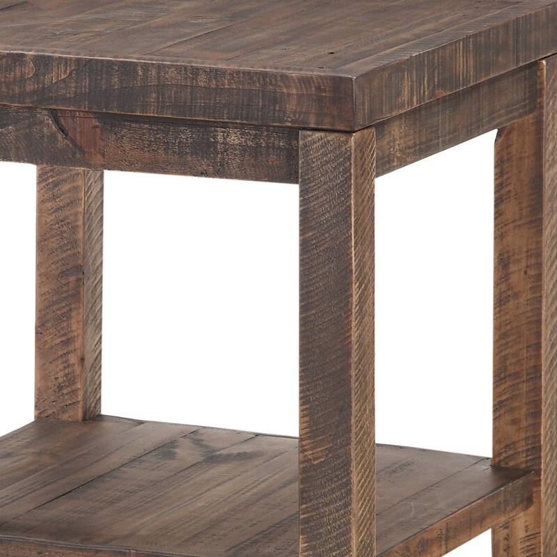 Wooden End Table with One Shelf, Taupe Brown