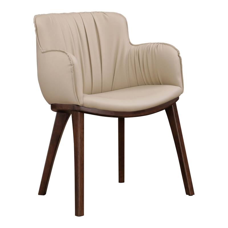 Furniture of America Abigail IV Mid-Century Modern Solid Wood Beige Upholstered Dining Chairs (Set of 2)