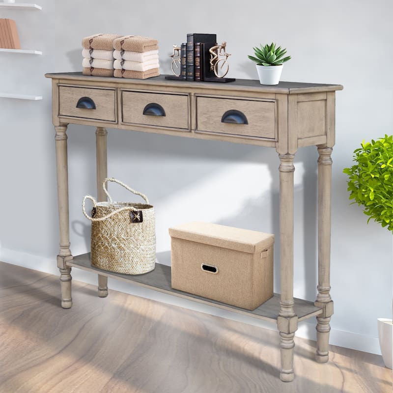 Burlington Wood 3-drawer Console Hallway Table - Sahara