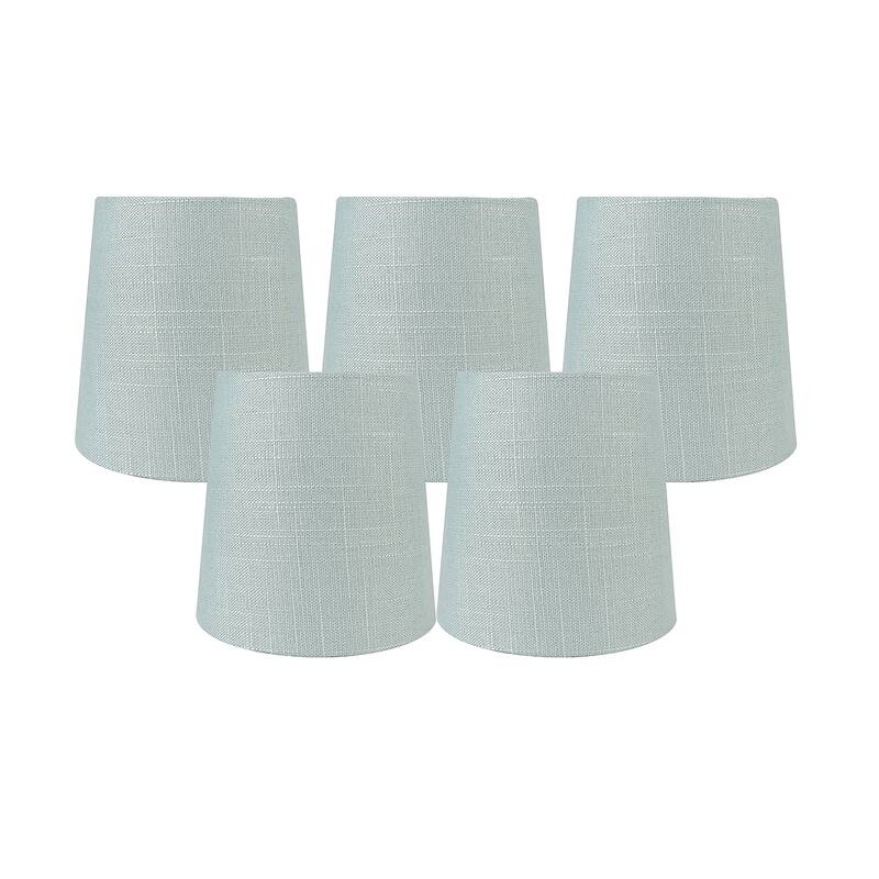 MERIVILLE Linen Clip On Chandelier Lamp Shades, 4-inch by 5-inch by 5-inch - Set of 5 - Capri