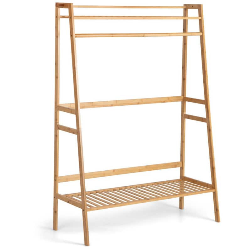 Bamboo Clothing Rack with Storage Shelves - Bed Bath & Beyond - 37218905