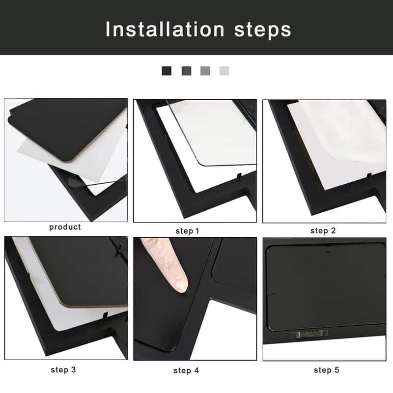 ADECO 24pcs Photo Frame Opening Black Wood Wall Hanging Collage Clustered