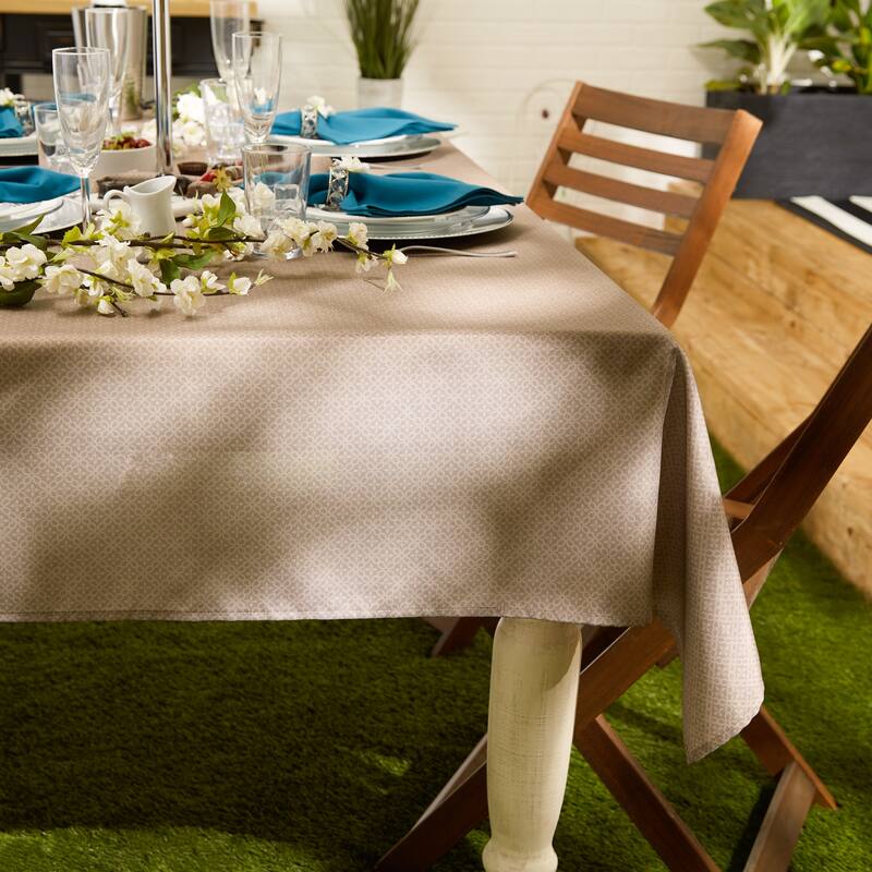 DII Stone Tonal Lattice Print Outdoor Tablecloth With Zipper 60 Round