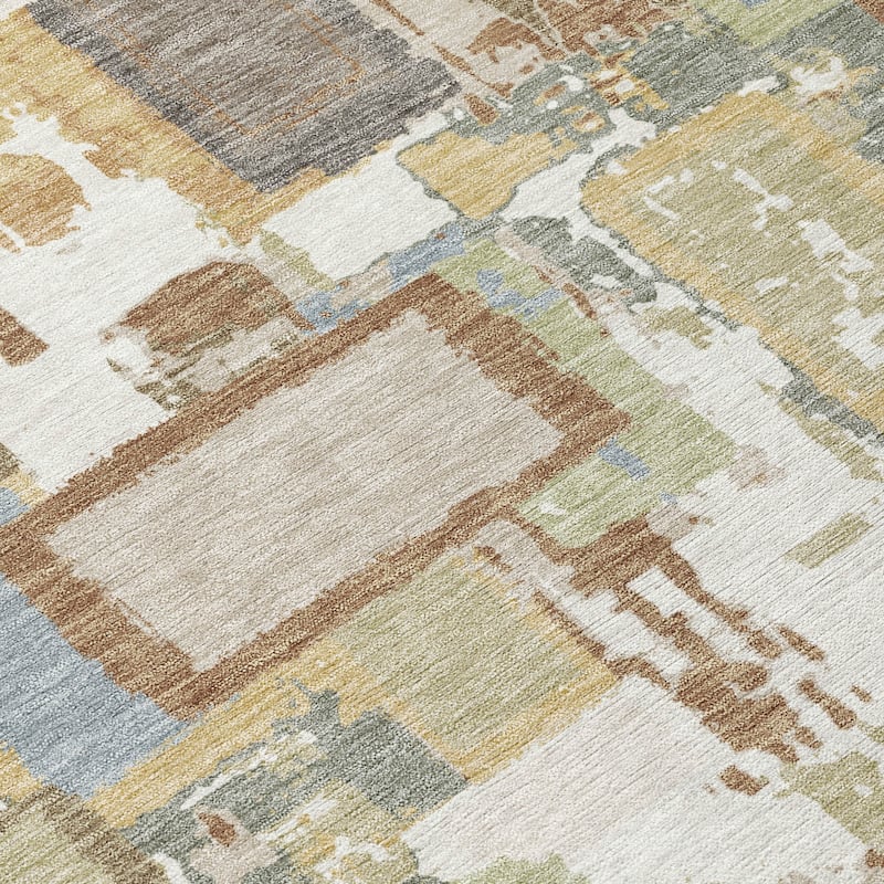 Machine Washable Indoor/ Outdoor Contemporary Geo Chantille Rug