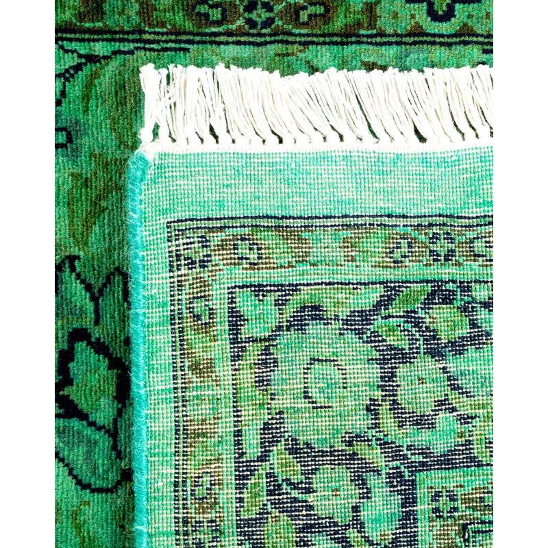 Fine Vibrance, One-of-a-Kind Hand-Knotted Area Rug - Green, 2' 8" x 4' 4" - 2' 8" x 4' 4"
