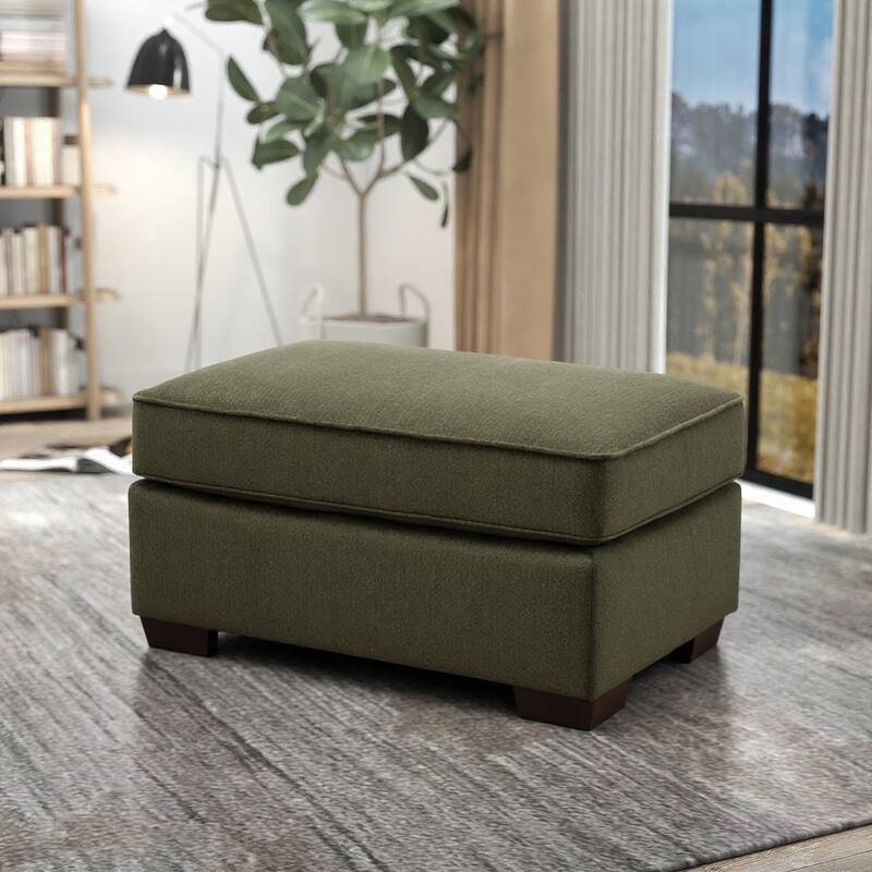 Roundhill Furniture Marvella 2-Piece Living Room Set, Arm Chair and Ottoman with Mosswood Chenille Upholstery