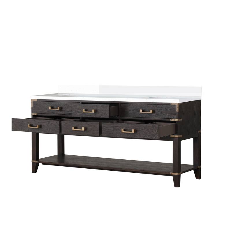 Norwalk 60 in W x 22 in D Black Oak Double Bath Vanity and Cultured Marble Top