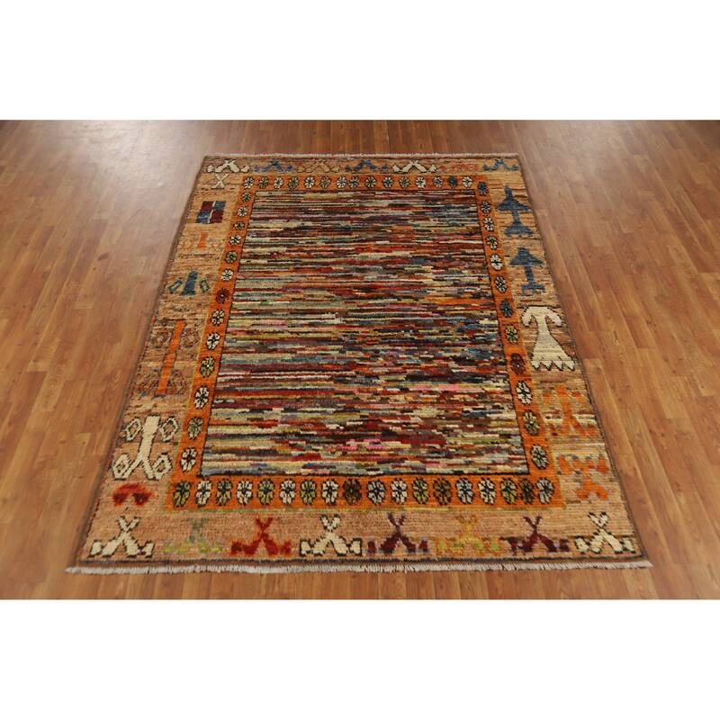 Multicolor Abstract Moroccan Oriental Area Rug Handmade Wool Carpet - 5'9" x 7'9"
