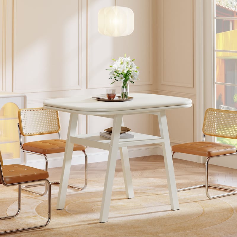 Modern Dining Table, Kitchen Table with Storage Shelf for Dining/Living Room, Home, Apartment