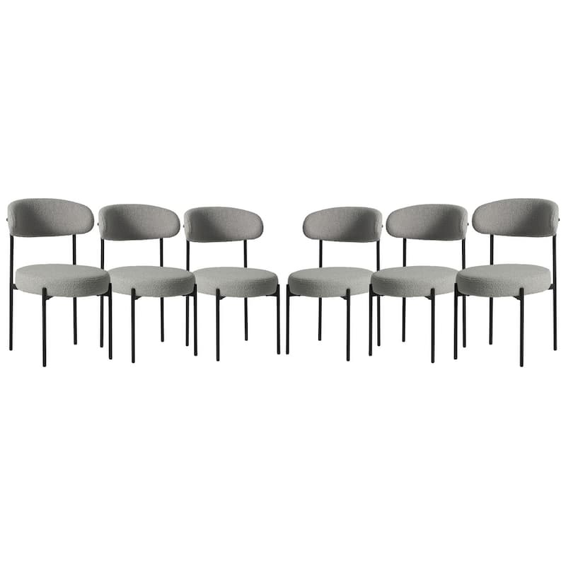 Bayville Mid-Century Curved Back Fabric Upholstered Metal Dining Chair (Set of 6)
