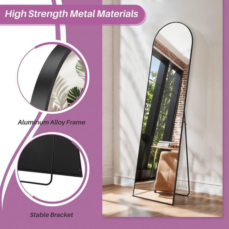 Full Length Mirror with Stand, Floor Mirror with Aluminum Alloy Frame for Bedroom, Standing Full Body Mirror for Wall, Cloakroom