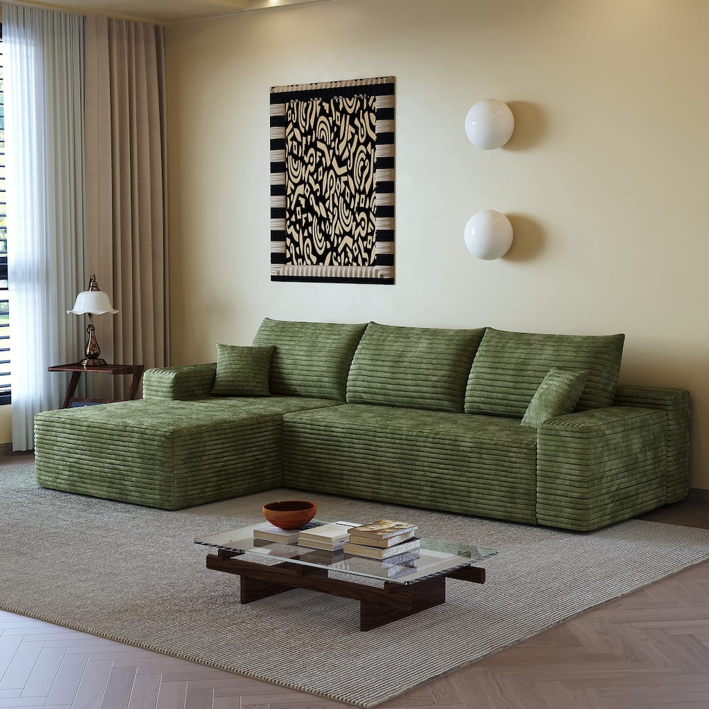 Sofa 107-in Casual Green 3 -seater Left Reclining Sectional - 8' x 10'