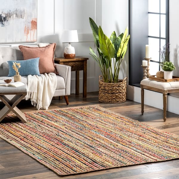 slide 2 of 14, Nuloom Aleen Bohemian Cotton/Jute Area Rug 2'6" x 6' Runner - Multicolor