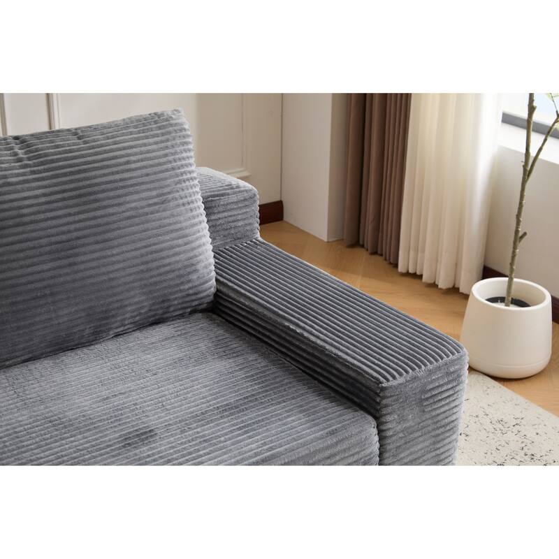 Anmytek Plush Soft Corduroy Modern Small Deep Seat Loveseat Sofa Bed with Reversible Cushions Pillows No Assembly Required