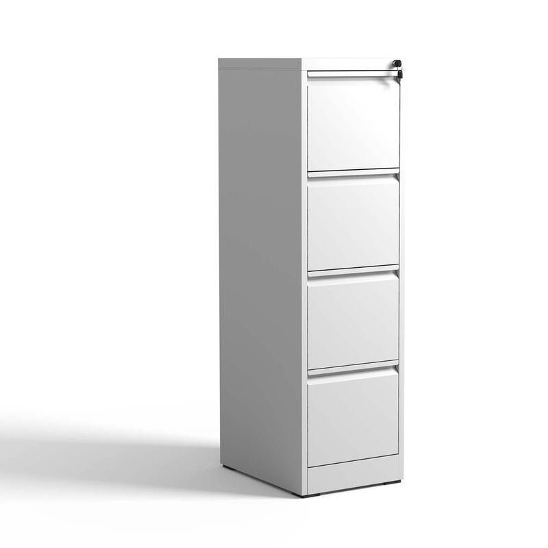 4 Drawer Metal Vertical Filing Cabinet with Lock,A4 Legal/Letter Size - White