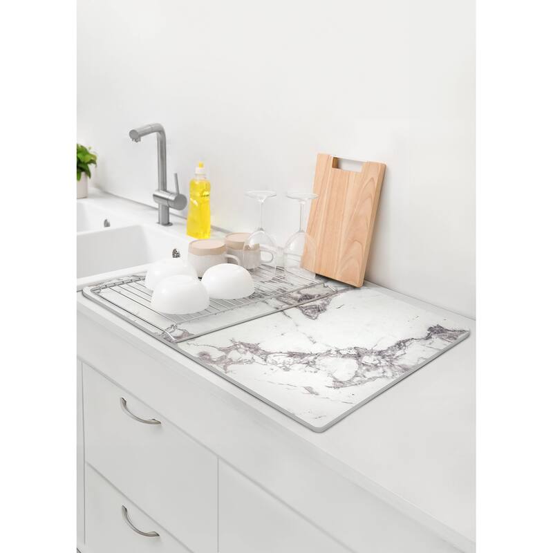 FloorPops Marble Grey Stone Quick Drying Mat