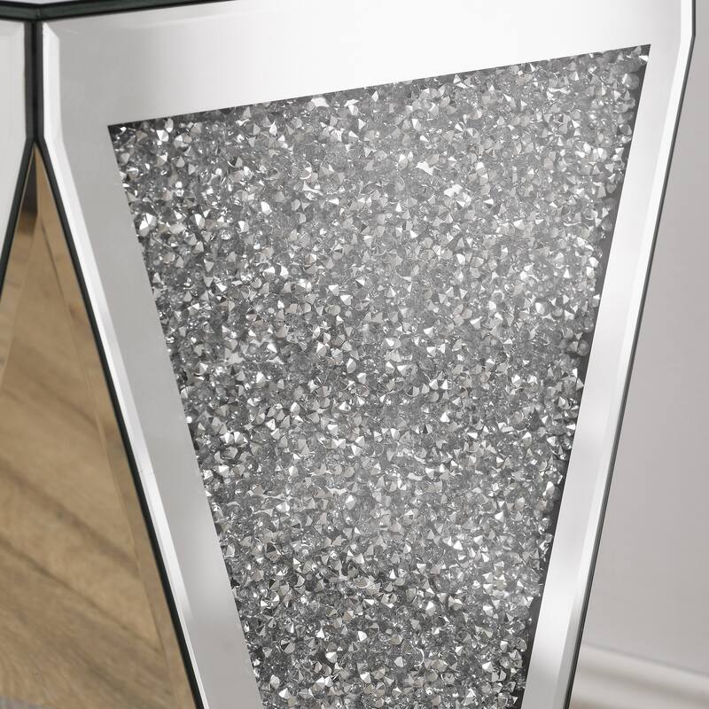 13.8" Modern Mirrored Square Side Table with Sturdy Base for Living Room and Bedroom