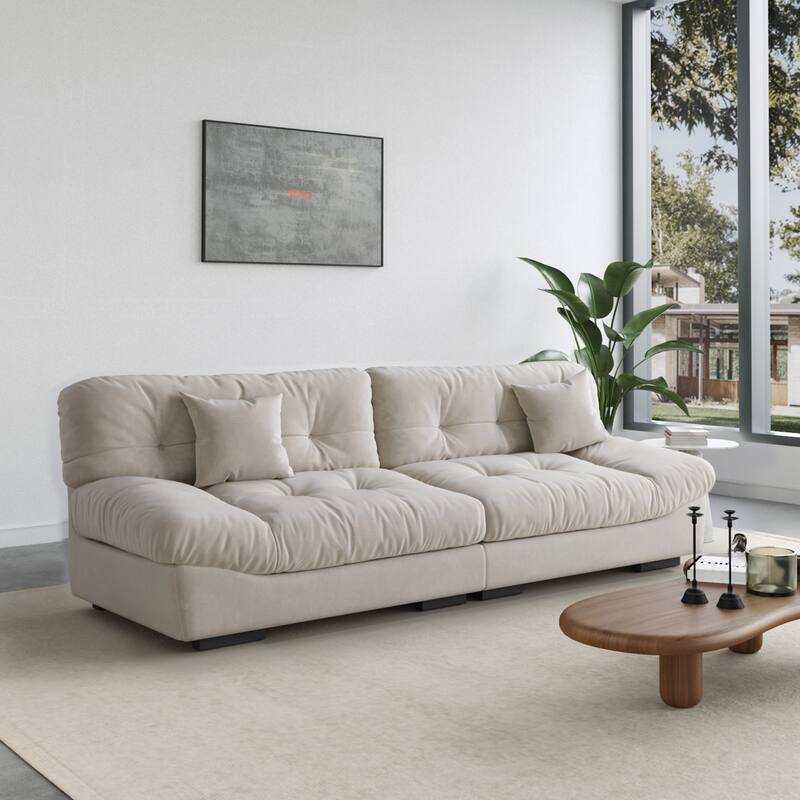 105'' Modern Section Sofa with Arms Velvet Fabric Sofa For Living Room