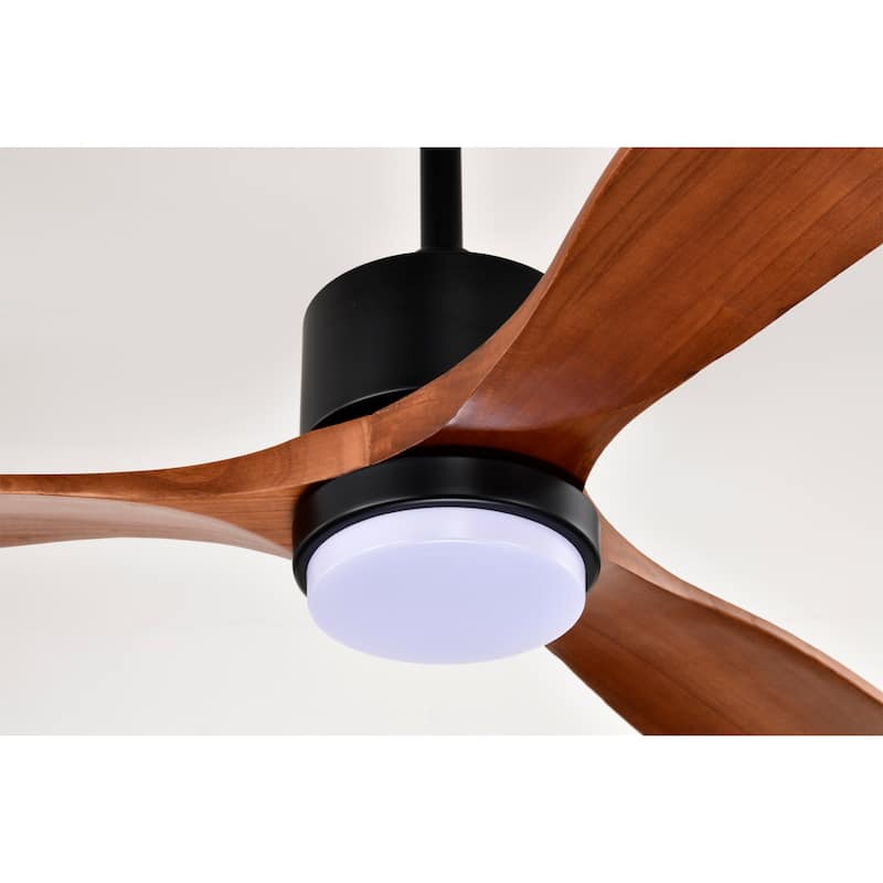 Tariq 52-inch Solid Wood and Metal Lighted Ceiling Fan with LED Lighting