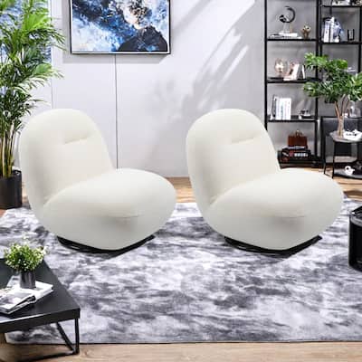 Ice Flower Velvet Swivel Accent Chairs (Set of 2) with Solid Wood Frames, High-Density Foam Cushions, and Minimalist Design