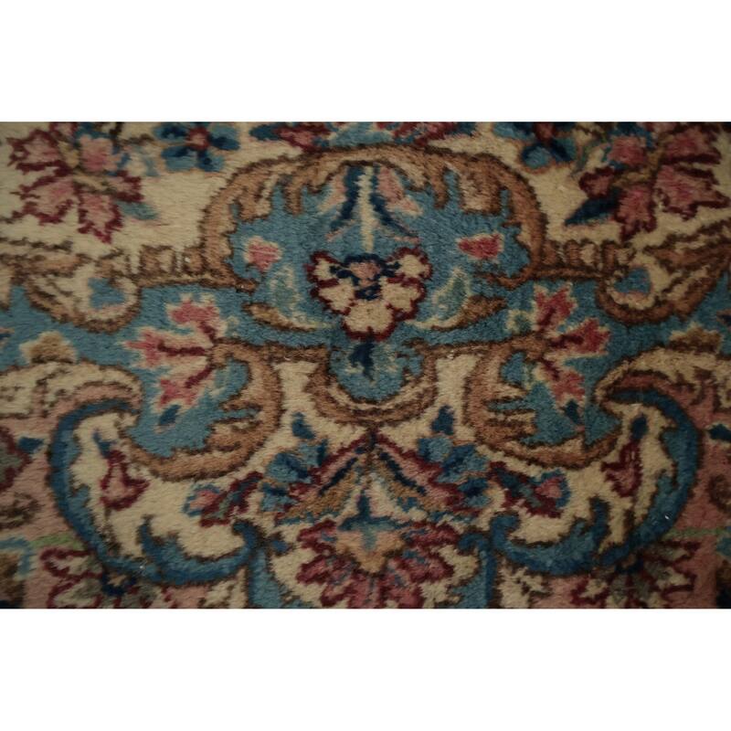 Hand Knotted Oriental 100% Wool Carpet Traditional Floral Beige & Ivories Kerman Area Rug - 20' 2'' X 11' 7''