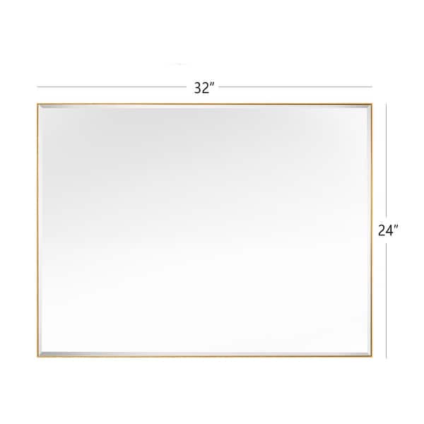 dimension image slide 13 of 14, Rectangle Metal Framed Beveled Edge Bathroom Vanity Mirror