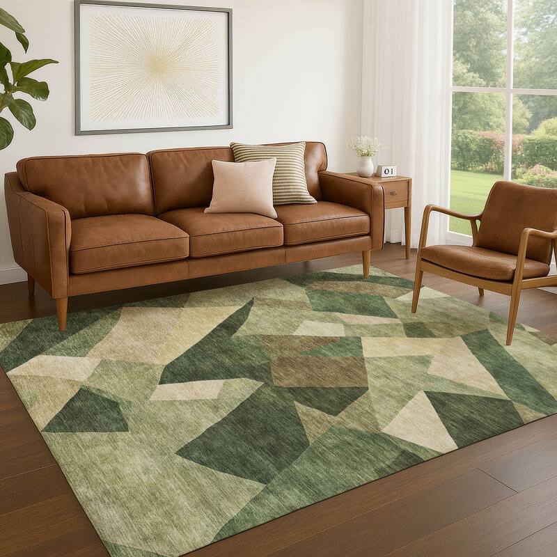 Machine Washable Indoor/ Outdoor Modern Queby Chantille Rug