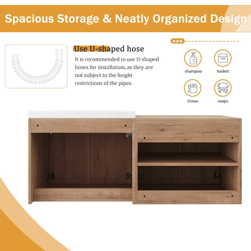 Malwee 24"/48" Floating Bathroom Vanity,Wall Mounted Bathroom Vanity with Sink,Soft Close Door and Adjustable Shelf