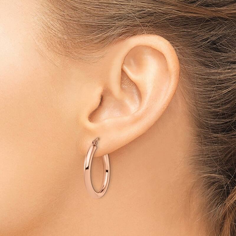 Curata 14k Rose Gold 26x3mm Polished Classic Hoop Earrings