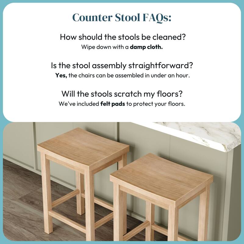 Now Furniture Solid Wood Backless Saddle Seat Counter Height Stool