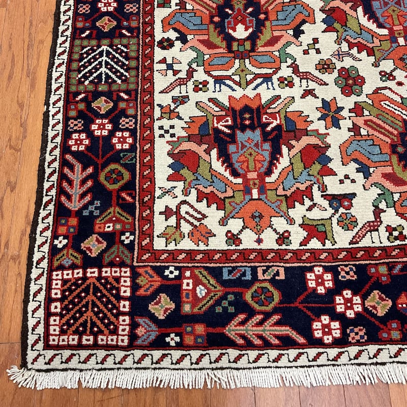 HERAT ORIENTAL Vintage 1920s Handmade Karaja Wool Rug - 5'2" x 6'11"