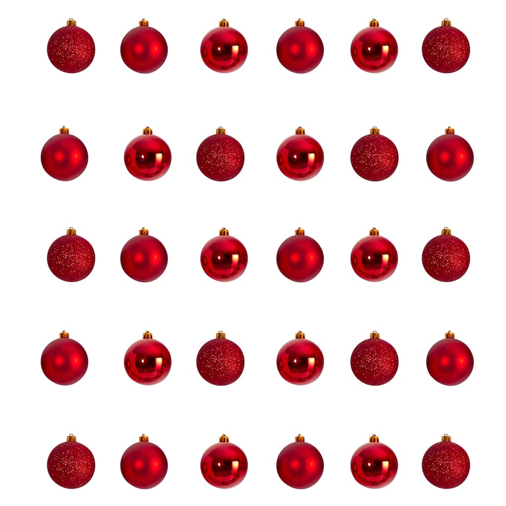 Holiday Christmas 30 Count 2.5" Shatterproof Ornament Set - 2.5