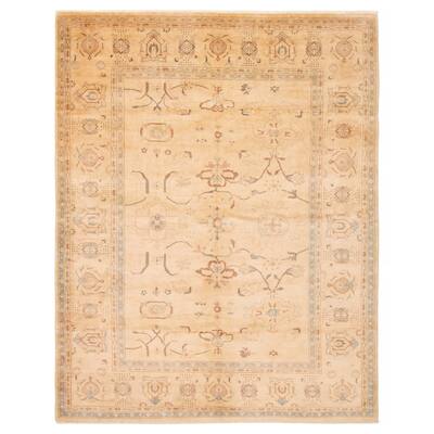 ECARPETGALLERY Hand-knotted Peshawar Oushak Beige Wool Rug - 9'0 x 11'6