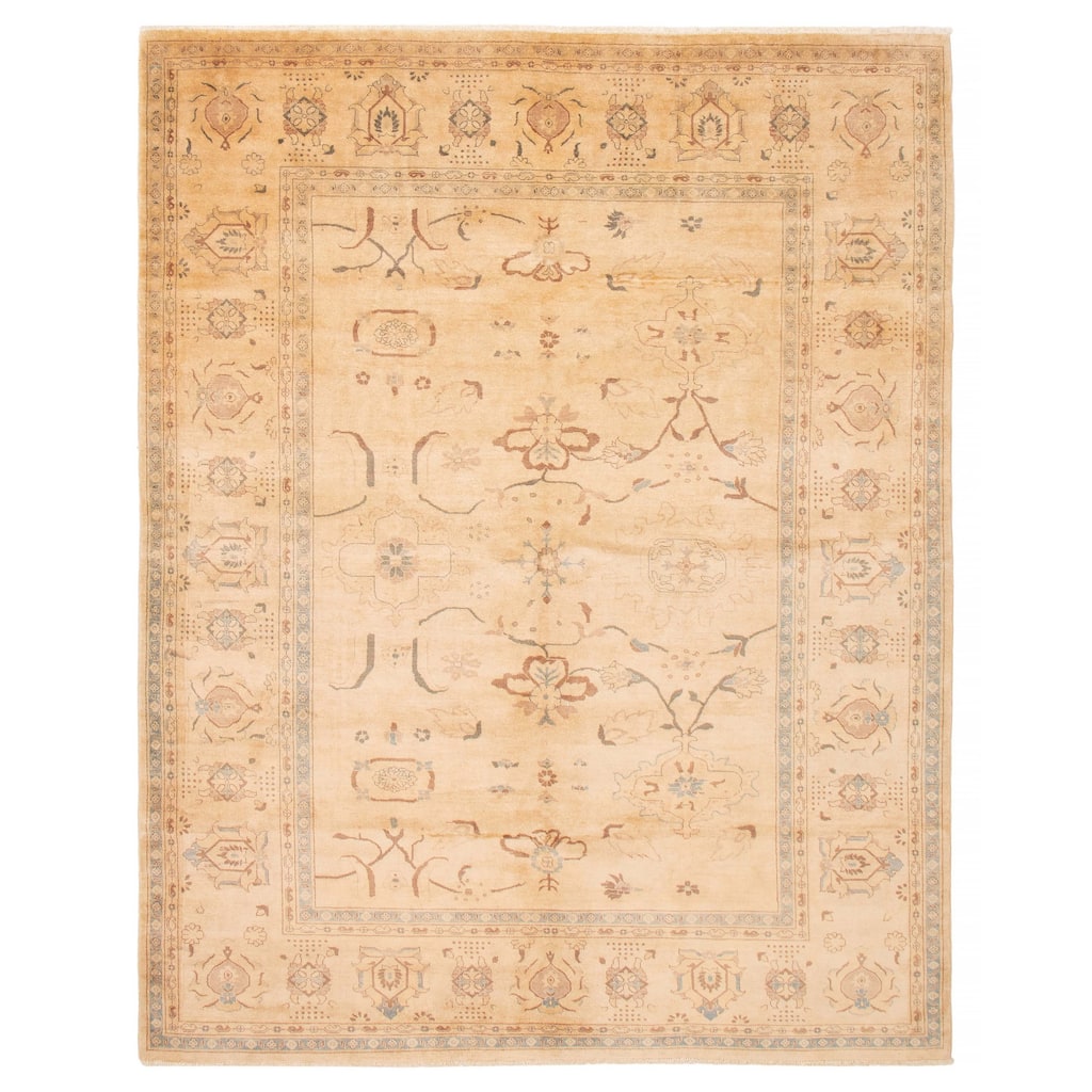 ECARPETGALLERY Hand-knotted Peshawar Oushak Beige Wool Rug - 9'0 x 11'6