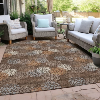 Machine Washable Indoor/ Outdoor Chantille Modern Bubbles Rug