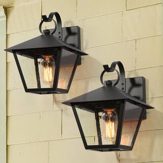 Mano Modern Black 1-Light Outdoor Wall Sconces Pendant Exterior Lantern