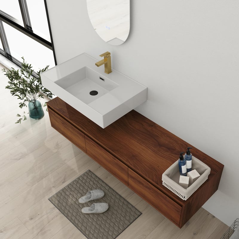 Bathroom Vanity With Sink In 30/60 Inch, Floating Bathroom Vanity With Soft Close Drawer