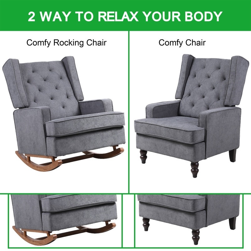 Livingroom Comfortable Rocking Chair, Lounge/Accent Chair,Dark Grey