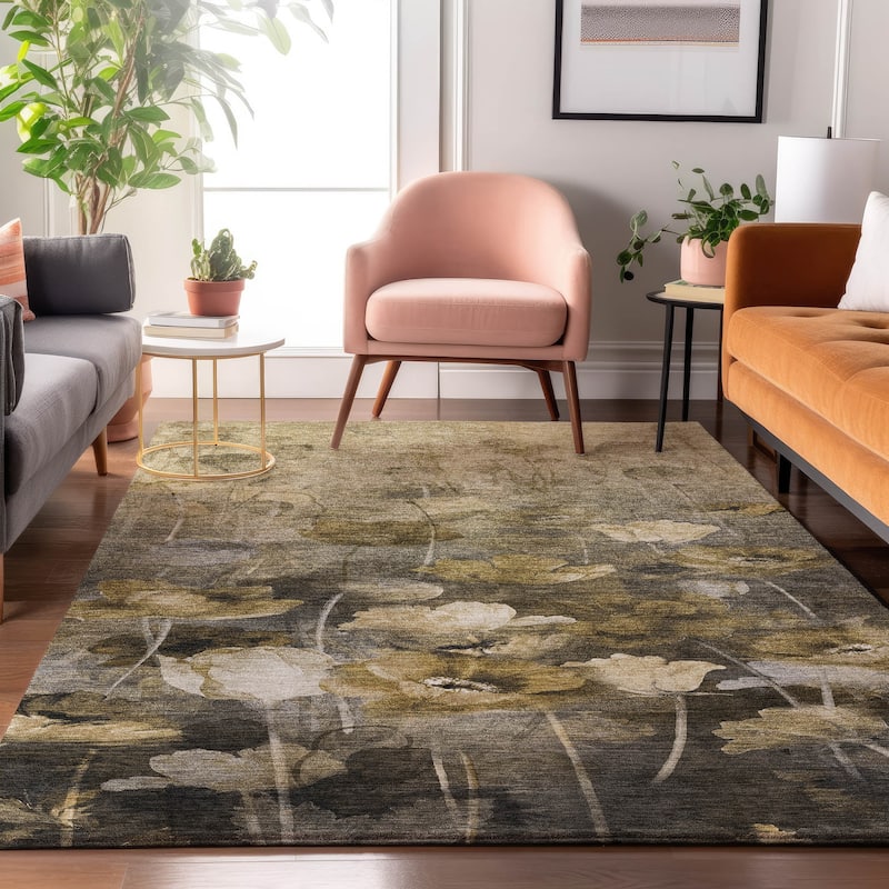 Premium Washable Super Soft Contemporary Floral Mayfield Rug - Taupe - 5' x 7' 6" - Rectangle