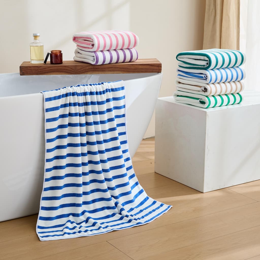 6-pack Cabana Striped Bath Towel Absorbent Beach Towel