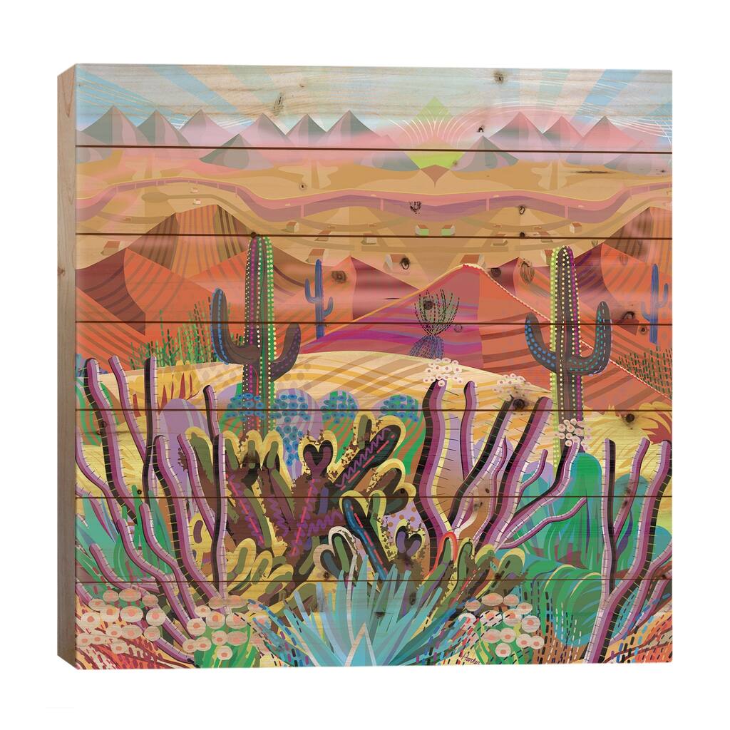 Reaching The Mountain Top Print On Wood by Charles Harker - Multi-Color