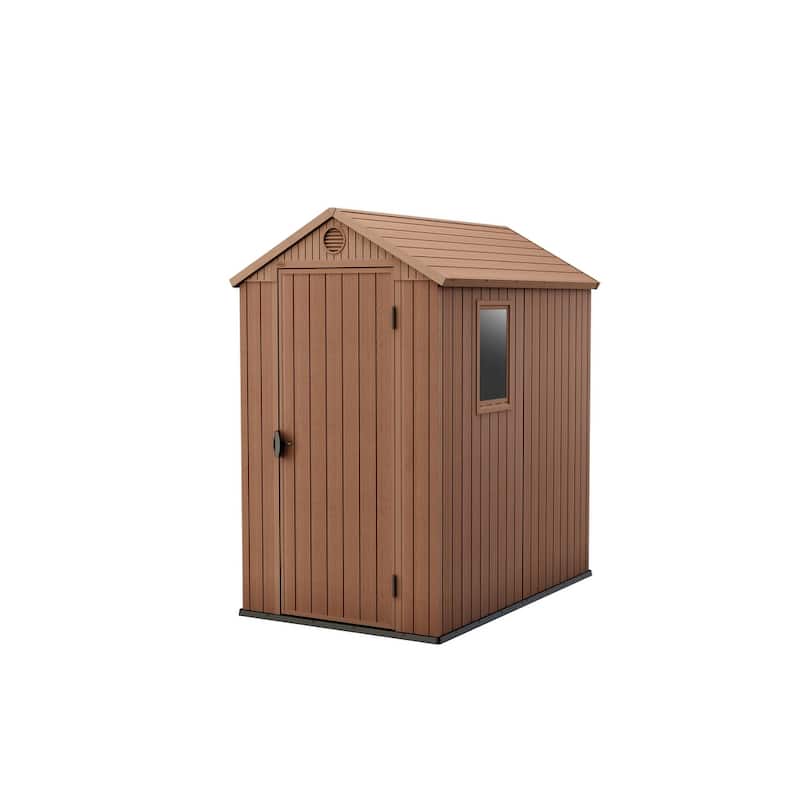 Keter Darwin 4x6 ft. Resin Outdoor Storage Shed With Floor for Patio Furniture and Tools, Brown
