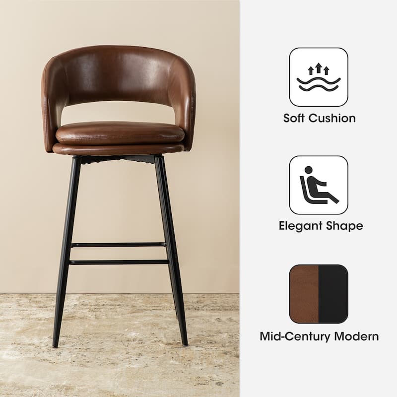 Glitzhome Modern 3-Piece Adjustable Bar Table Faux Leather Stool Pub Sets