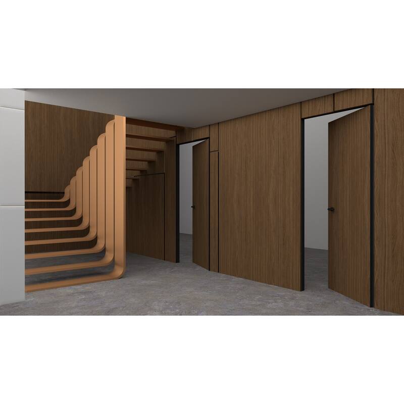 Solid Hidden Door with Handle Planum 0010 Walnut
