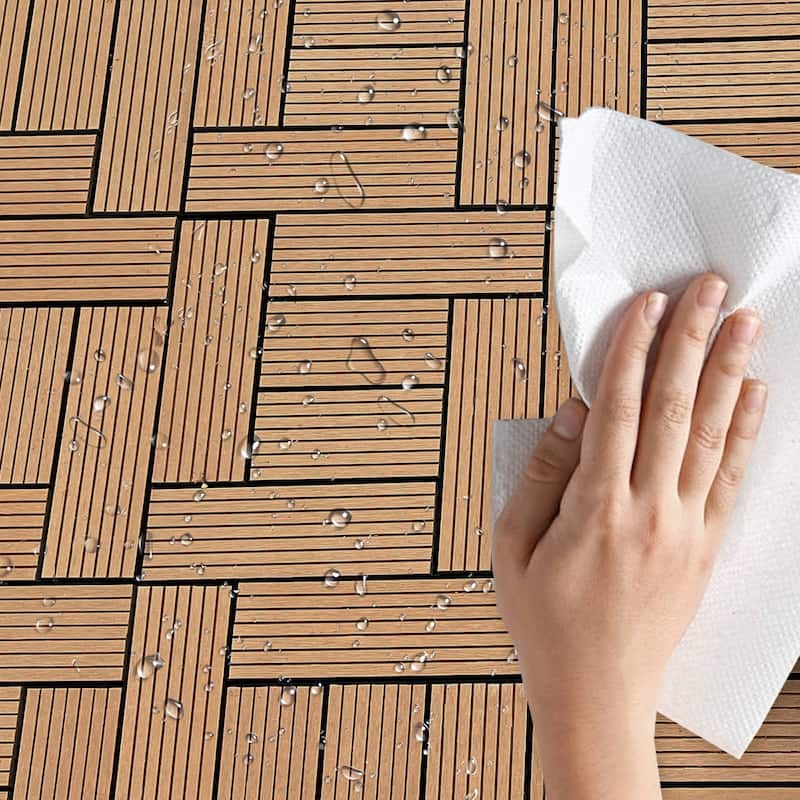 Wood Plastic Composite Deck Tiles Set of 20pcs, Composite Decking Resist Rust, Patio Flooring Outdoor Waterproof,12x12in