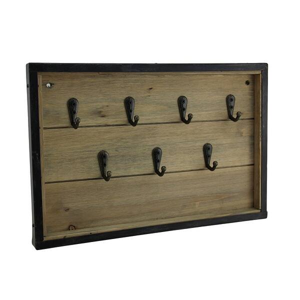 Rustic Framed Wood Panel Key Rack Wall Hanging Overstock 16940553
