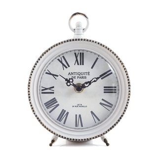 Vintage Table Clock with Handle, Shelf Desk Top Clock Battery Operated ...